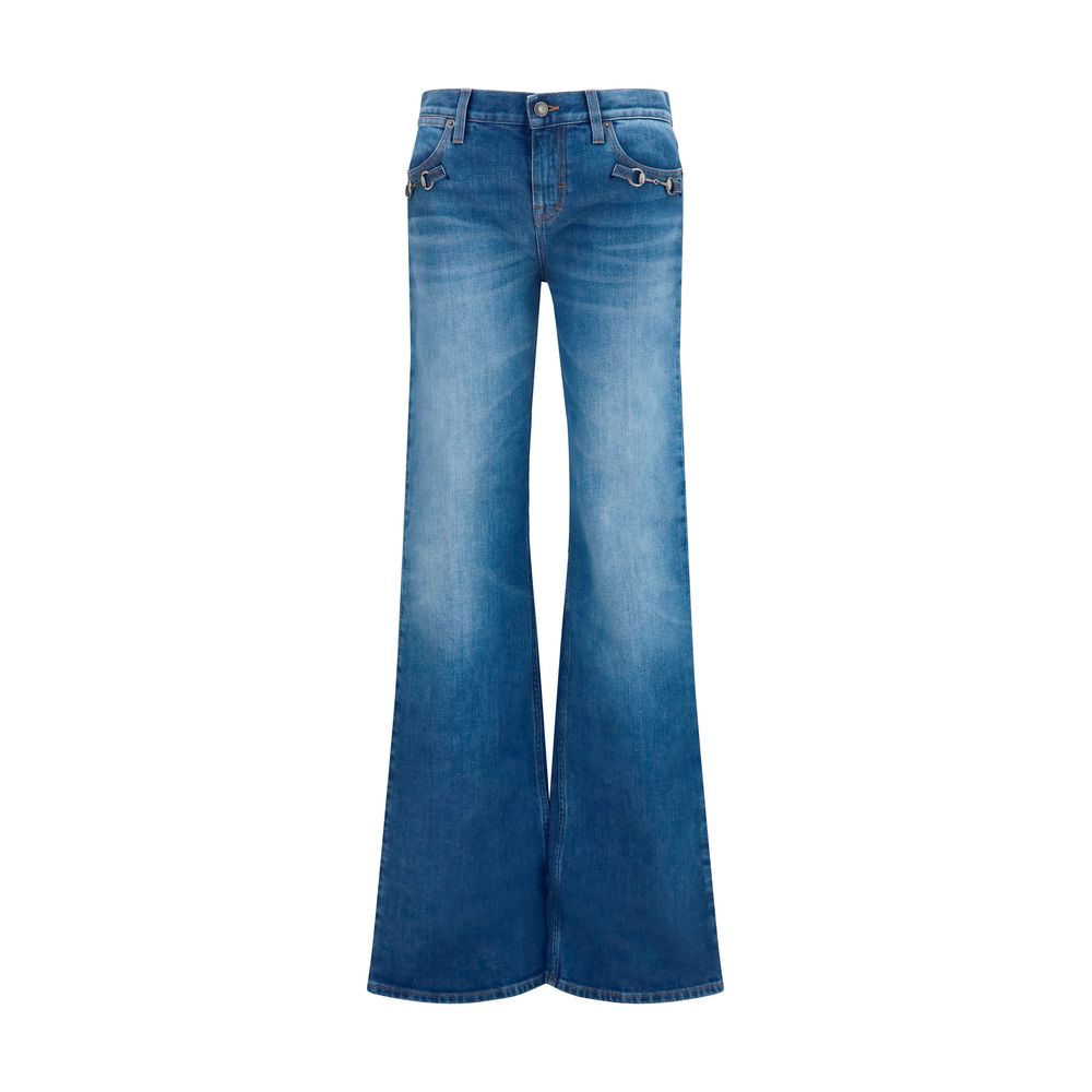 Blaue Schlagjeans aus Baumwolle