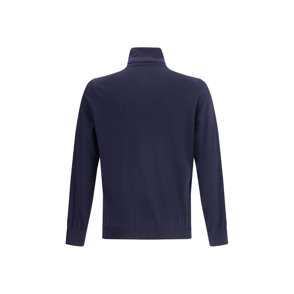 Blauer Wollpullover Aries Rollkragenpullover