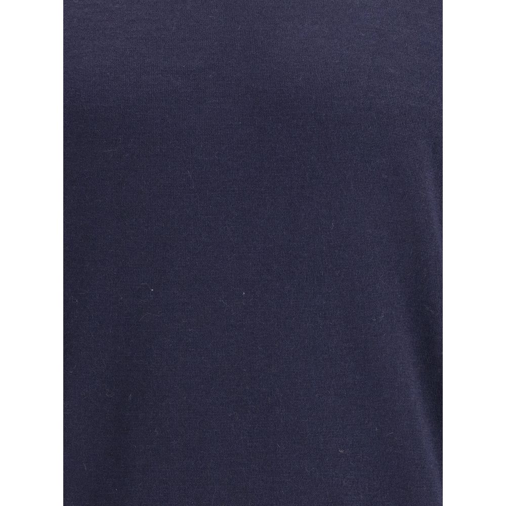 Blauer Wollpullover Aries Rollkragenpullover