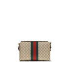 Beige Stoff-Schultertasche