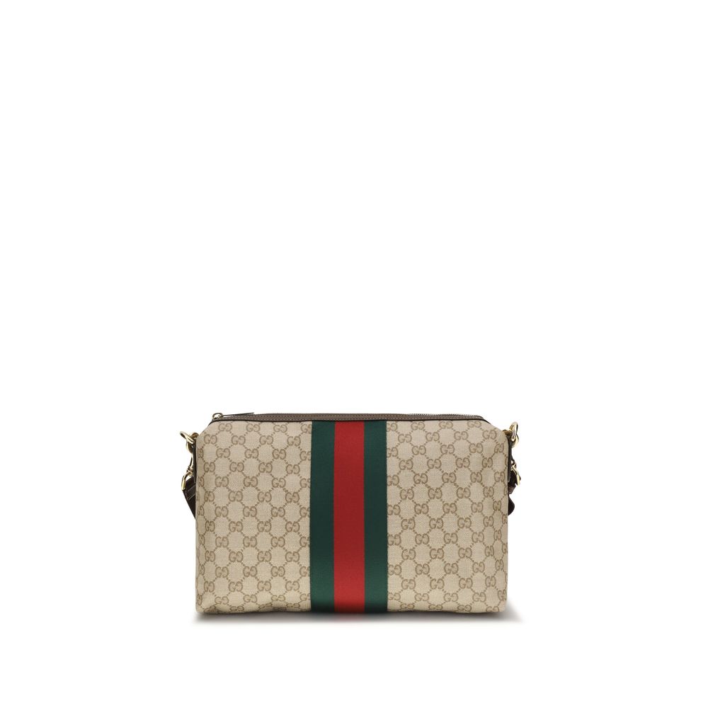 Beige Stoff-Schultertasche
