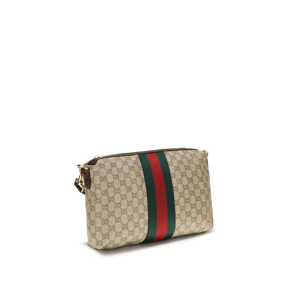 Beige Stoff-Schultertasche