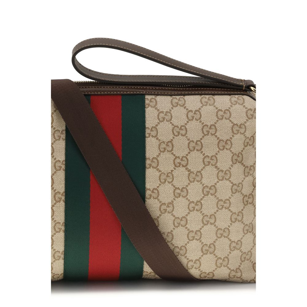 Beige Stoff-Schultertasche