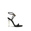 Schwarze Stilettosandalen aus Ziegenleder