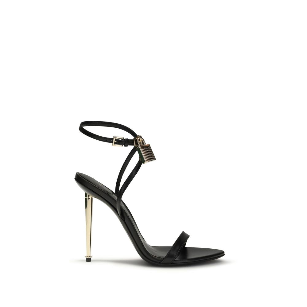 Schwarze Stilettosandalen aus Ziegenleder