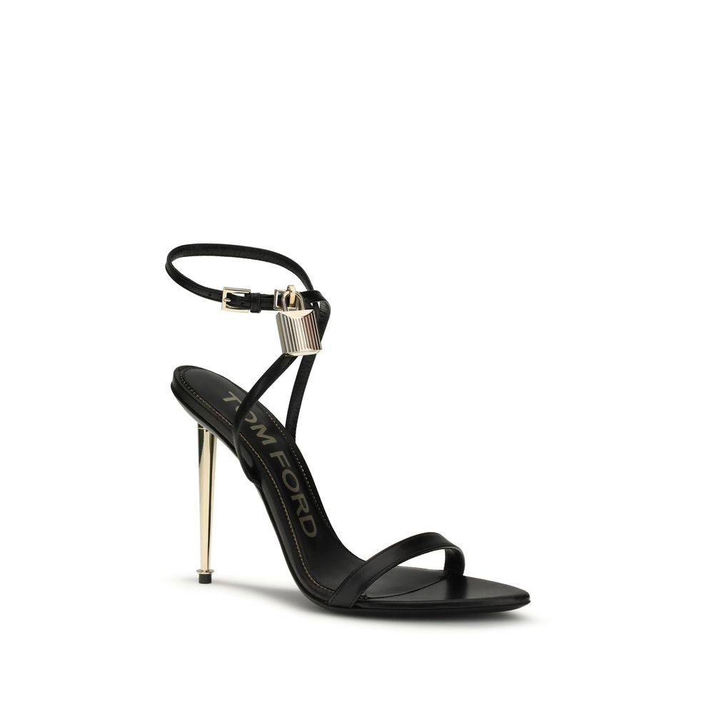 Schwarze Stilettosandalen aus Ziegenleder
