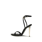 Schwarze Stilettosandalen aus Ziegenleder