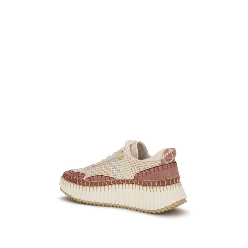 Beige Nylon Chunky Sneakers