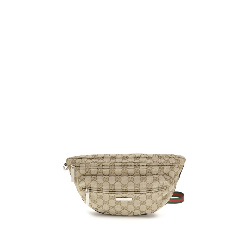 Beige Stoff-Schultertasche