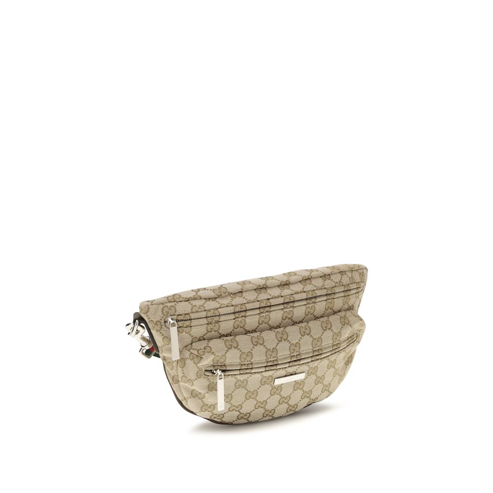 Beige Stoff-Schultertasche