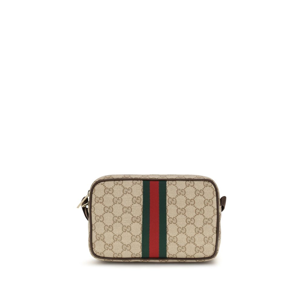 Beige Stoff-Schultertasche