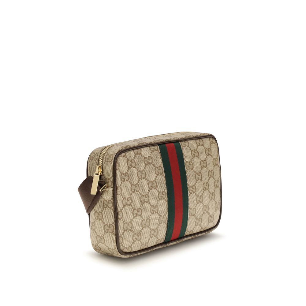 Beige Stoff-Schultertasche
