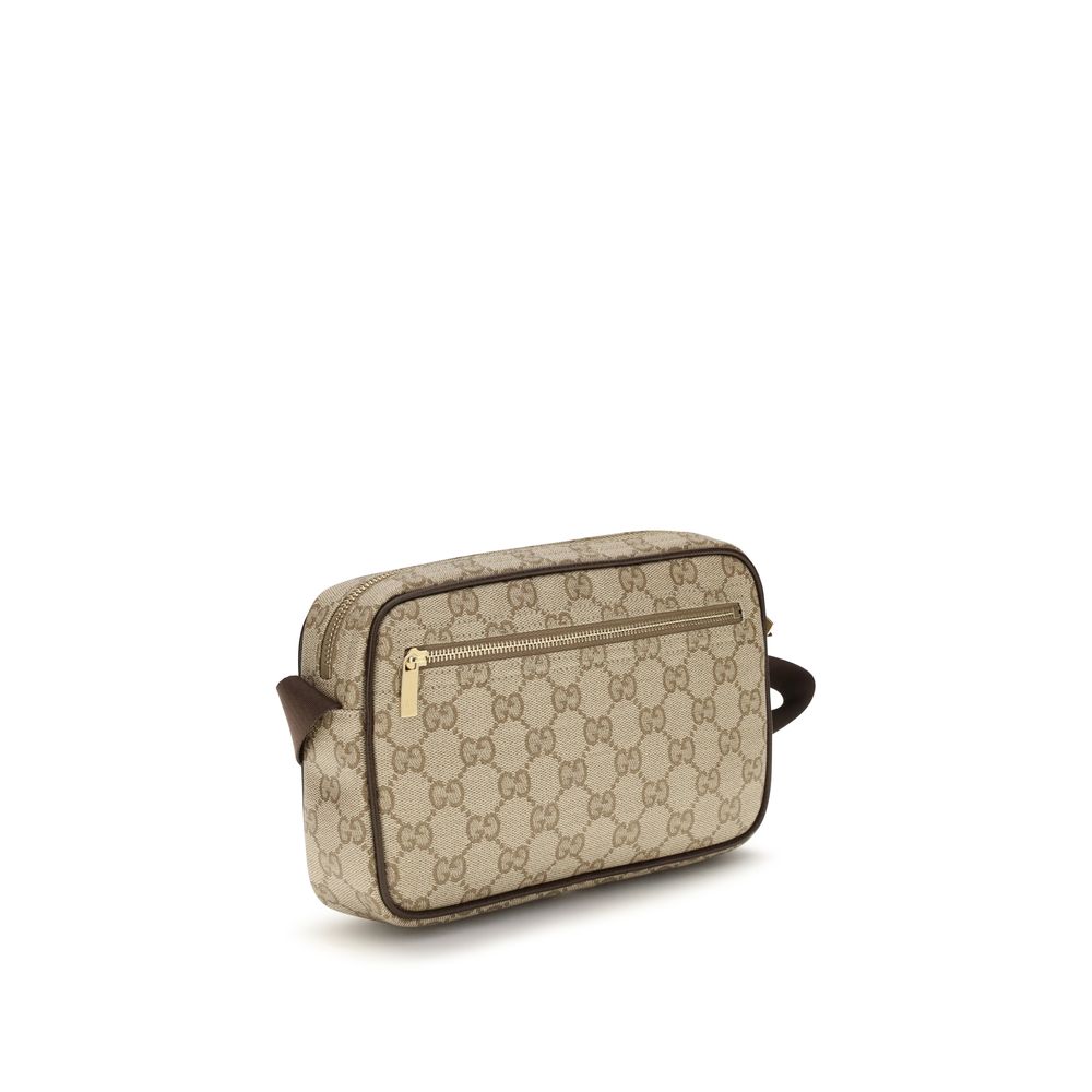 Beige Stoff-Schultertasche