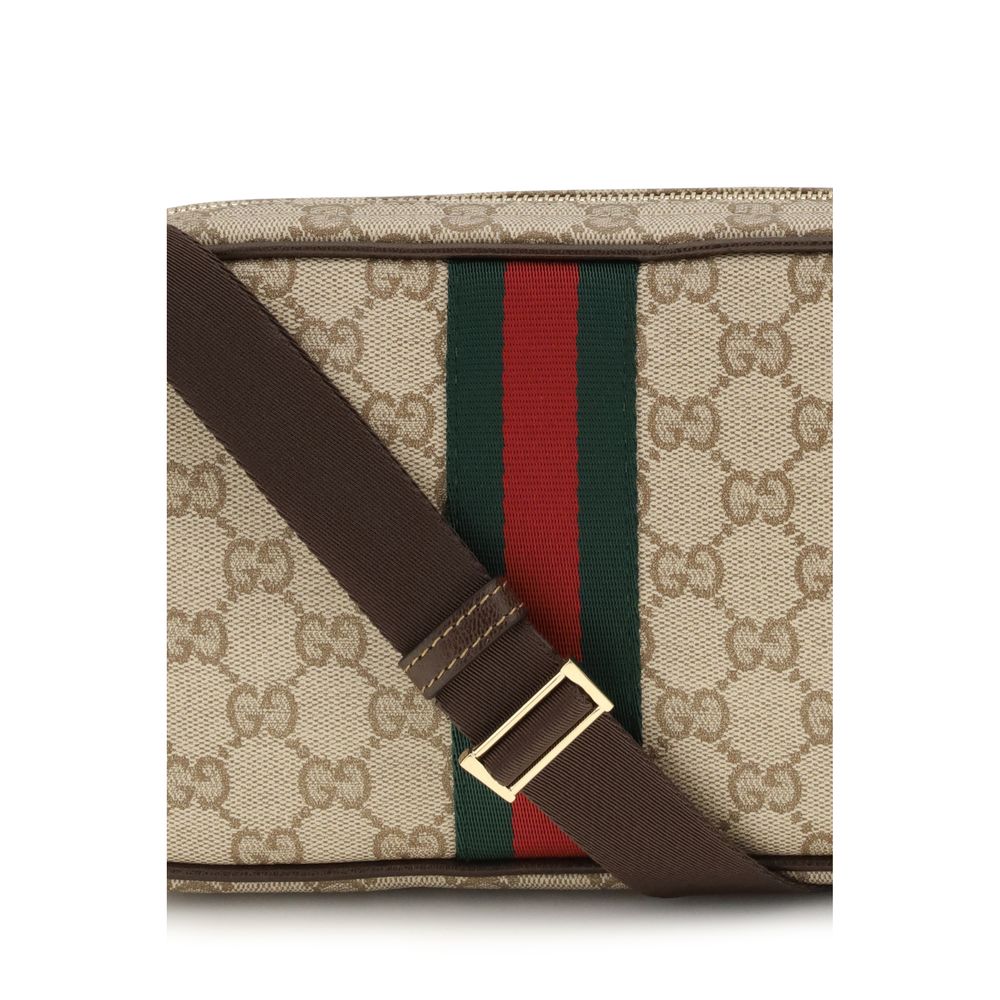 Beige Stoff-Schultertasche
