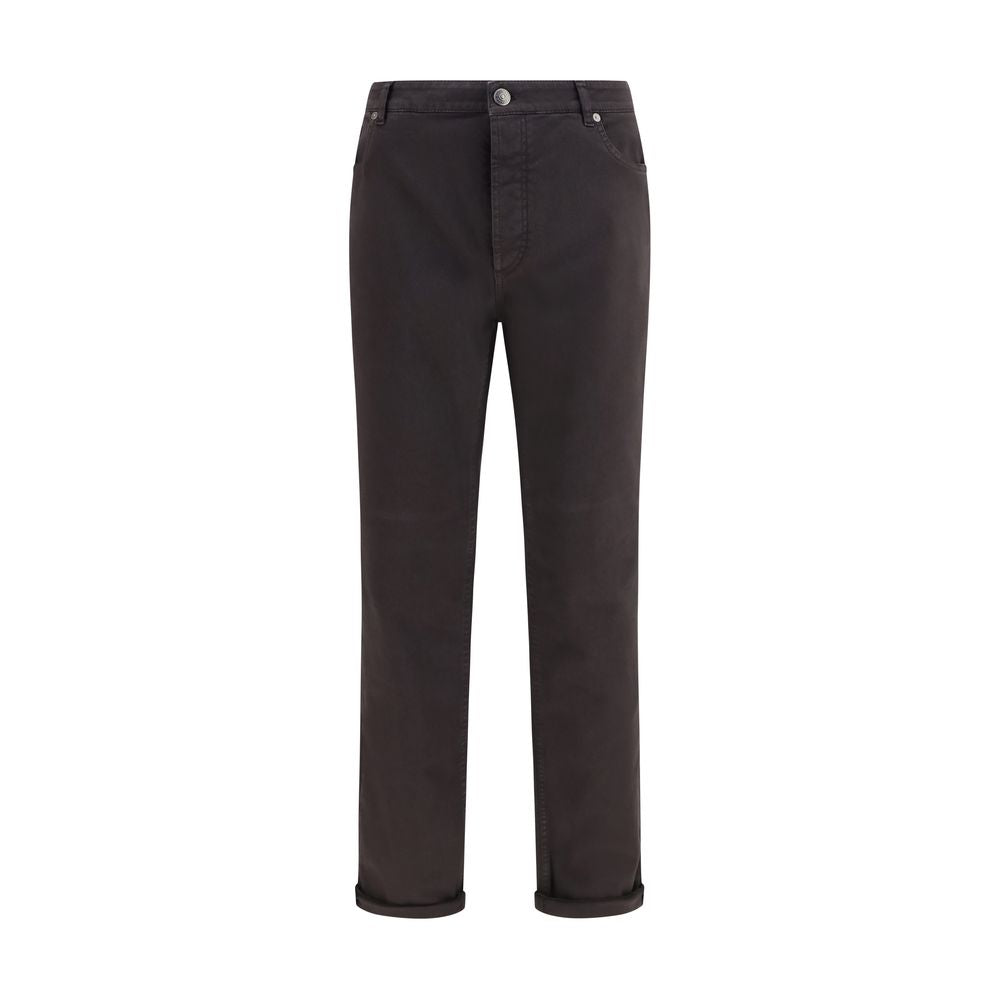 Braune Cropped Jeans aus Baumwolle