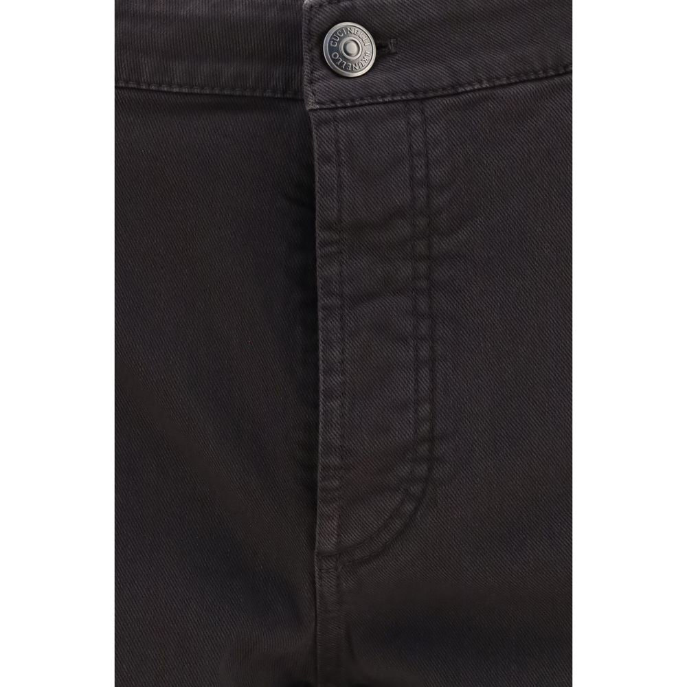 Braune Cropped Jeans aus Baumwolle