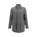 Brunello Cucinelli Graue lange Jacke aus Kaschmir