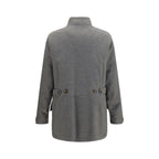 Brunello Cucinelli Graue lange Jacke aus Kaschmir