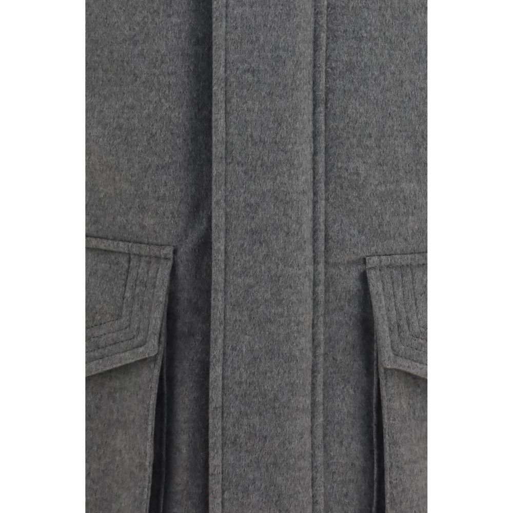 Brunello Cucinelli Graue lange Jacke aus Kaschmir