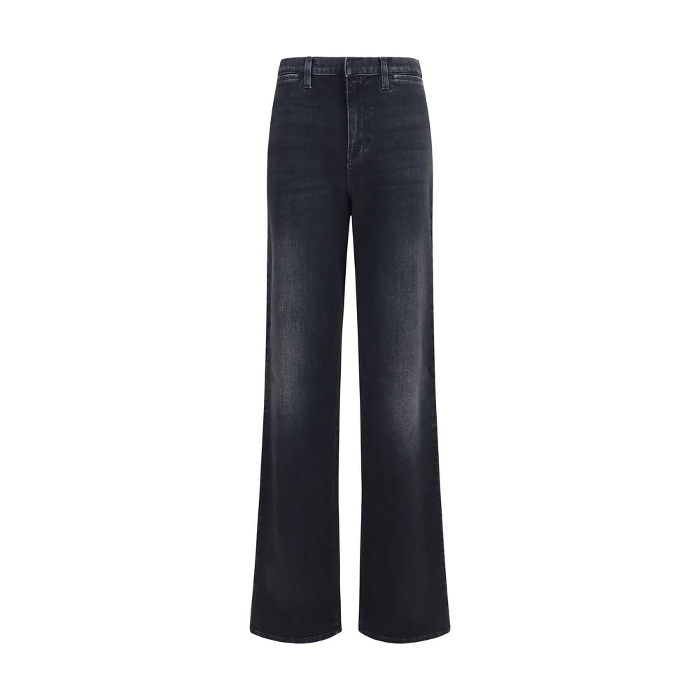 Schwarze Baumwoll-Jeans mit geradem Bein