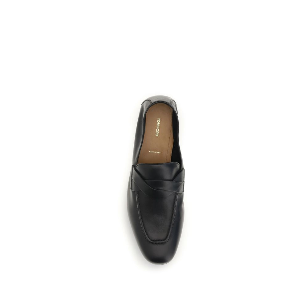 Tom Ford Schwarze Slipper aus Kalbsleder