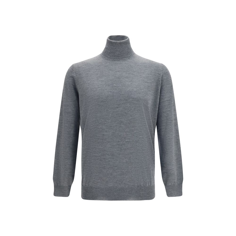 Grauer Wollpullover Aries mit Rollkragen