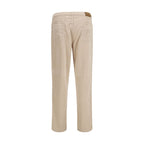 Beige Cotton Casual Pants
