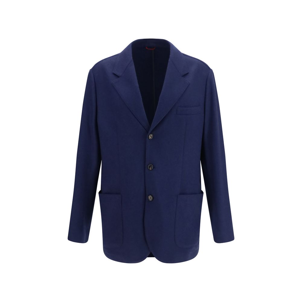 Blaue Kaschmir-Jacke in voller Länge