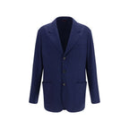 Blaue Kaschmir-Jacke in voller Länge