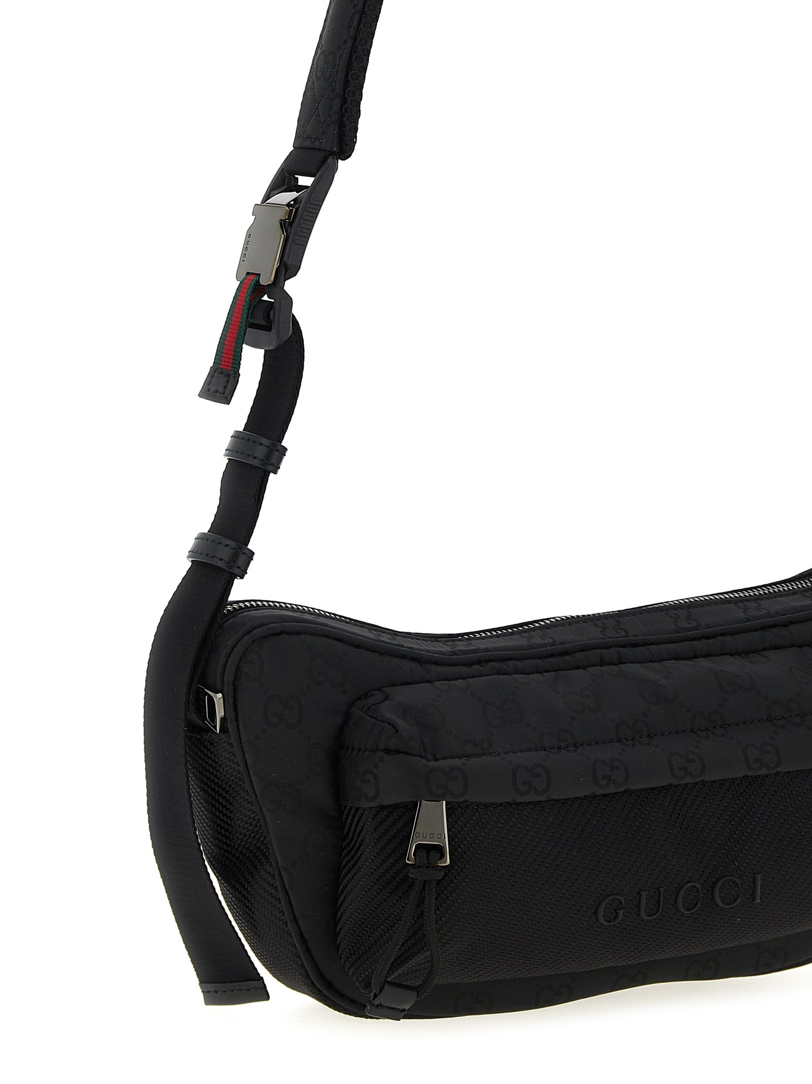 Schwarze Crossbody-Tasche aus Polyester