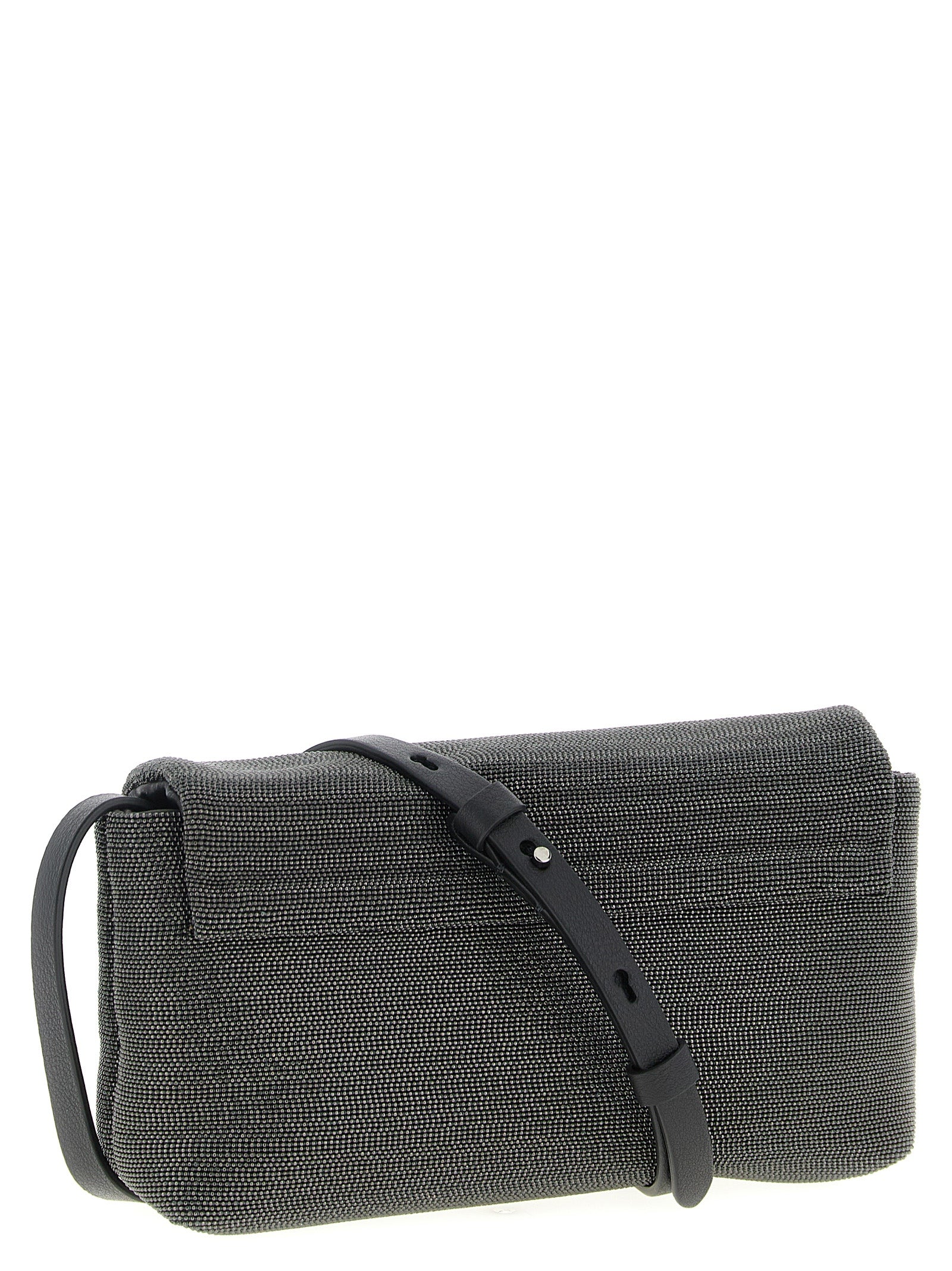 Schwarze Leder-Clutch