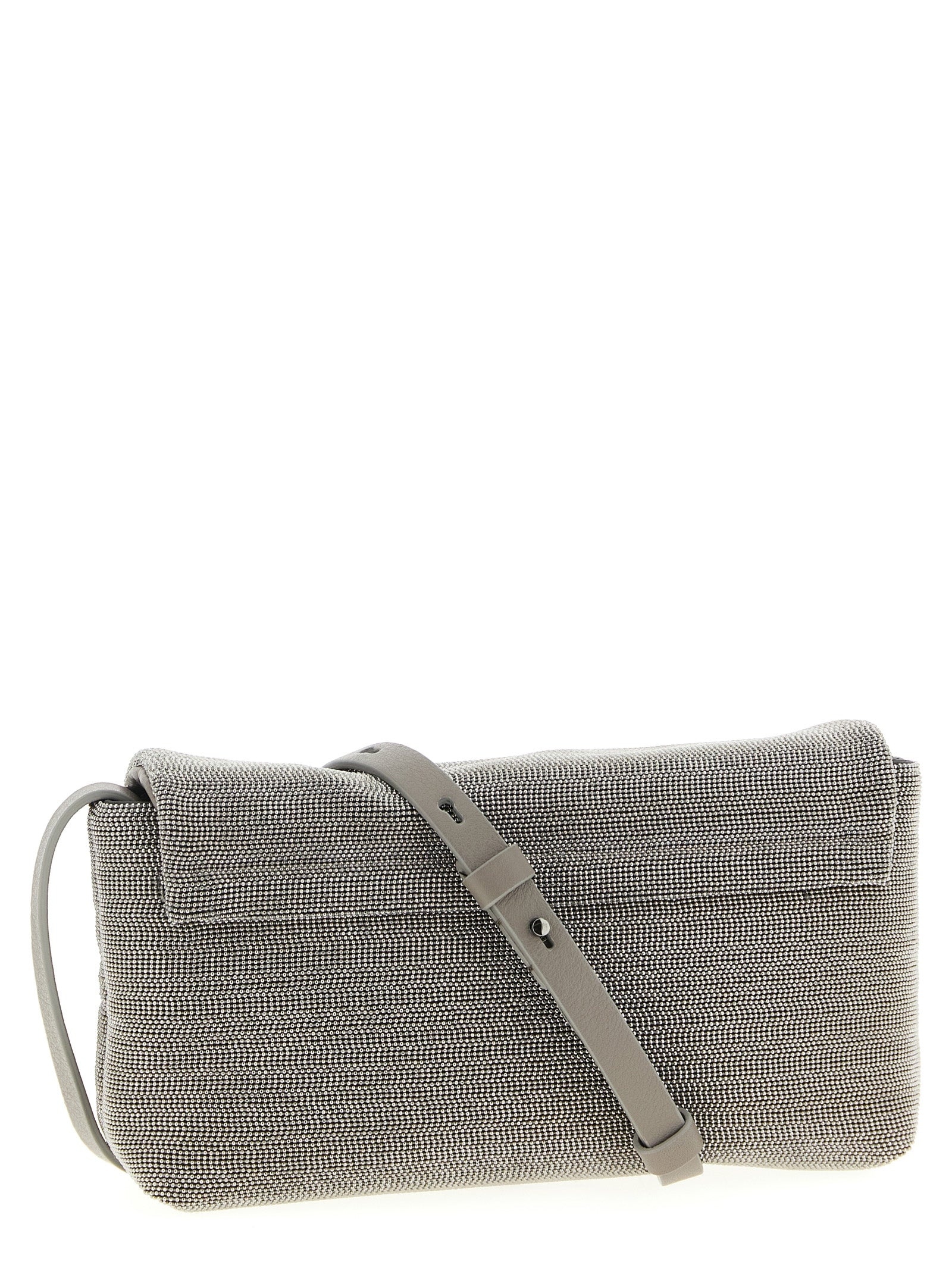 Clutch aus Leder in Silber
