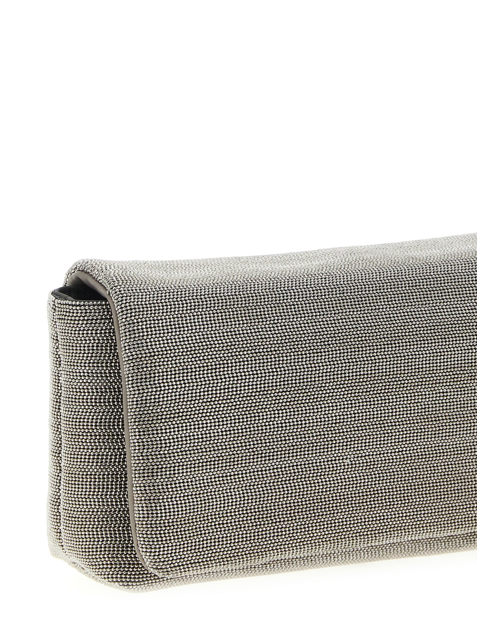 Clutch aus Leder in Silber