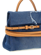 Blaue Baumwoll-Handtasche