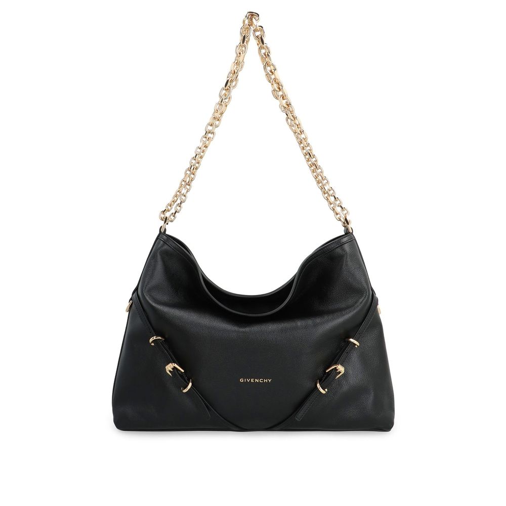 Schwarze Kalbsleder-Schultertasche