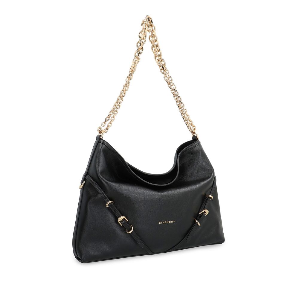 Schwarze Kalbsleder-Schultertasche