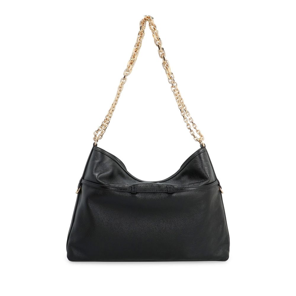 Schwarze Kalbsleder-Schultertasche