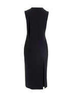 Schwarzes Midi-Kleid aus Acetat