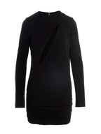 Schwarzes Viskose-Kurzkleid