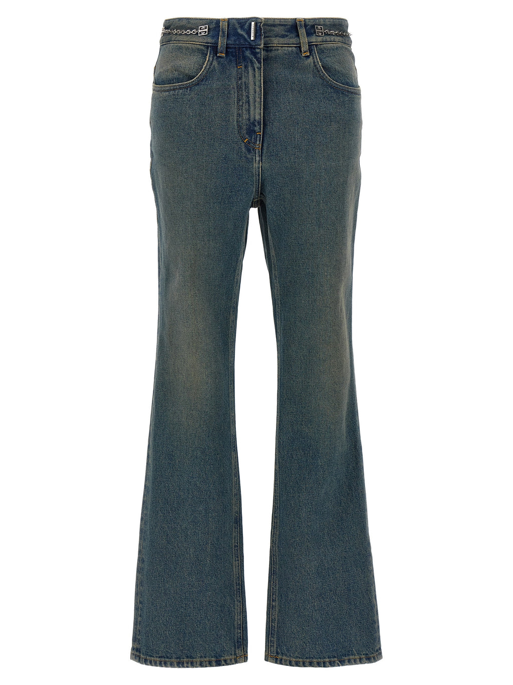Blaue Bootcut-Jeans aus Baumwolle