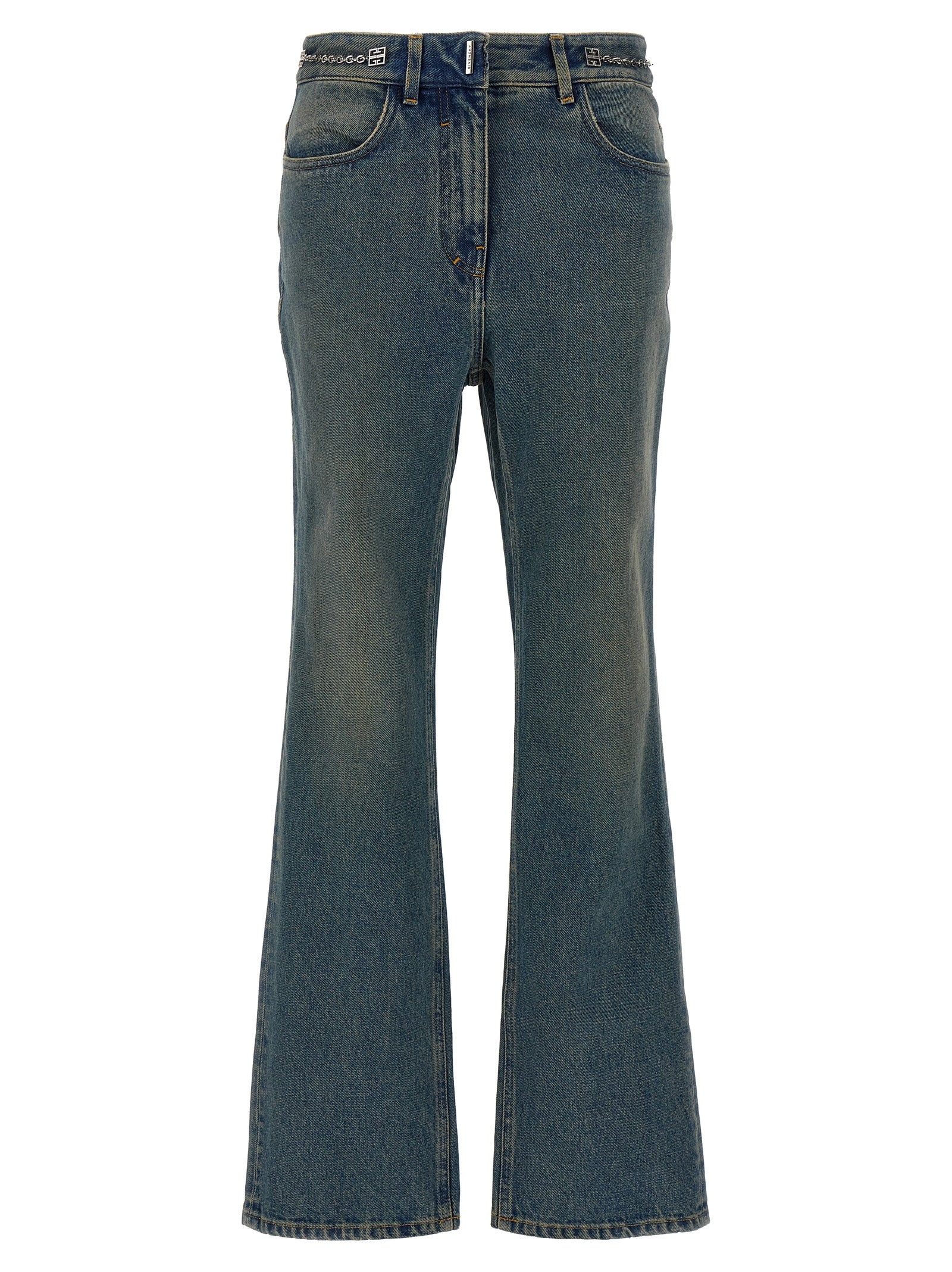 Blaue Bootcut-Jeans aus Baumwolle