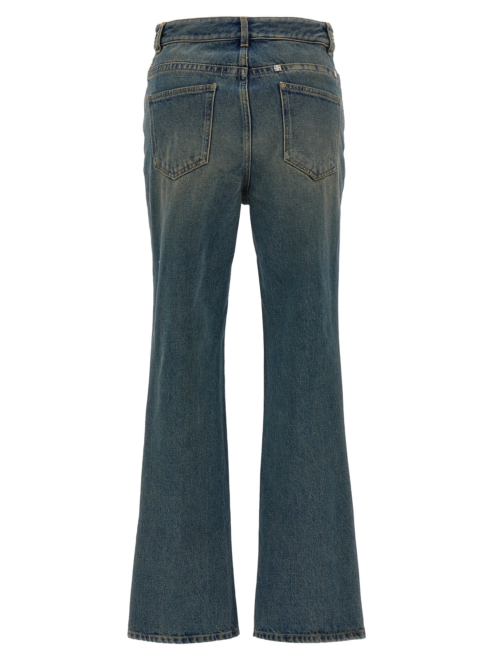 Blaue Bootcut-Jeans aus Baumwolle
