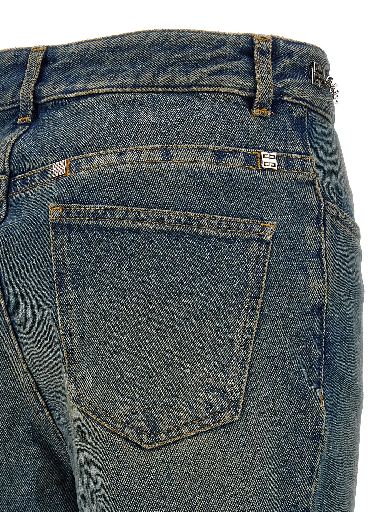 Blaue Bootcut-Jeans aus Baumwolle