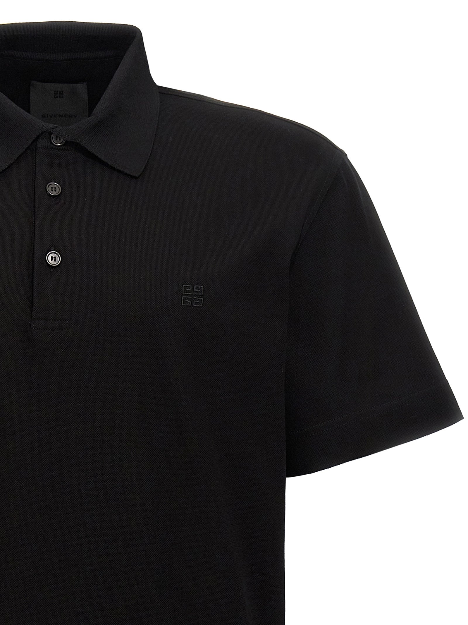 Schwarzes Baumwoll-Poloshirt