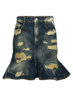 Blauer Baumwoll-Maxirock