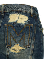 Blauer Baumwoll-Maxirock