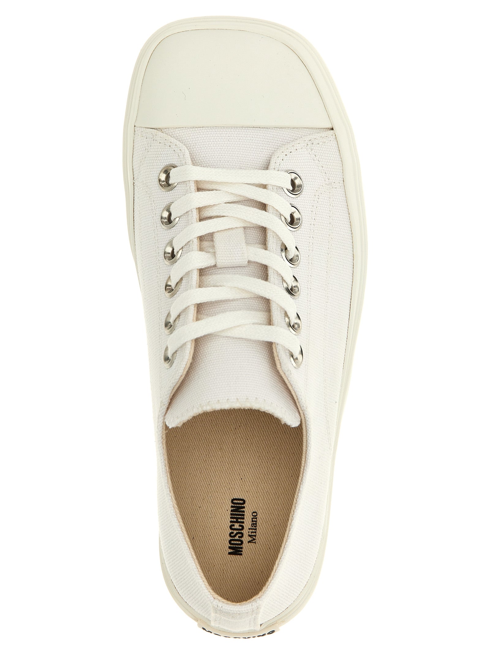 Weiße Low-Top-Sneaker aus Baumwolle