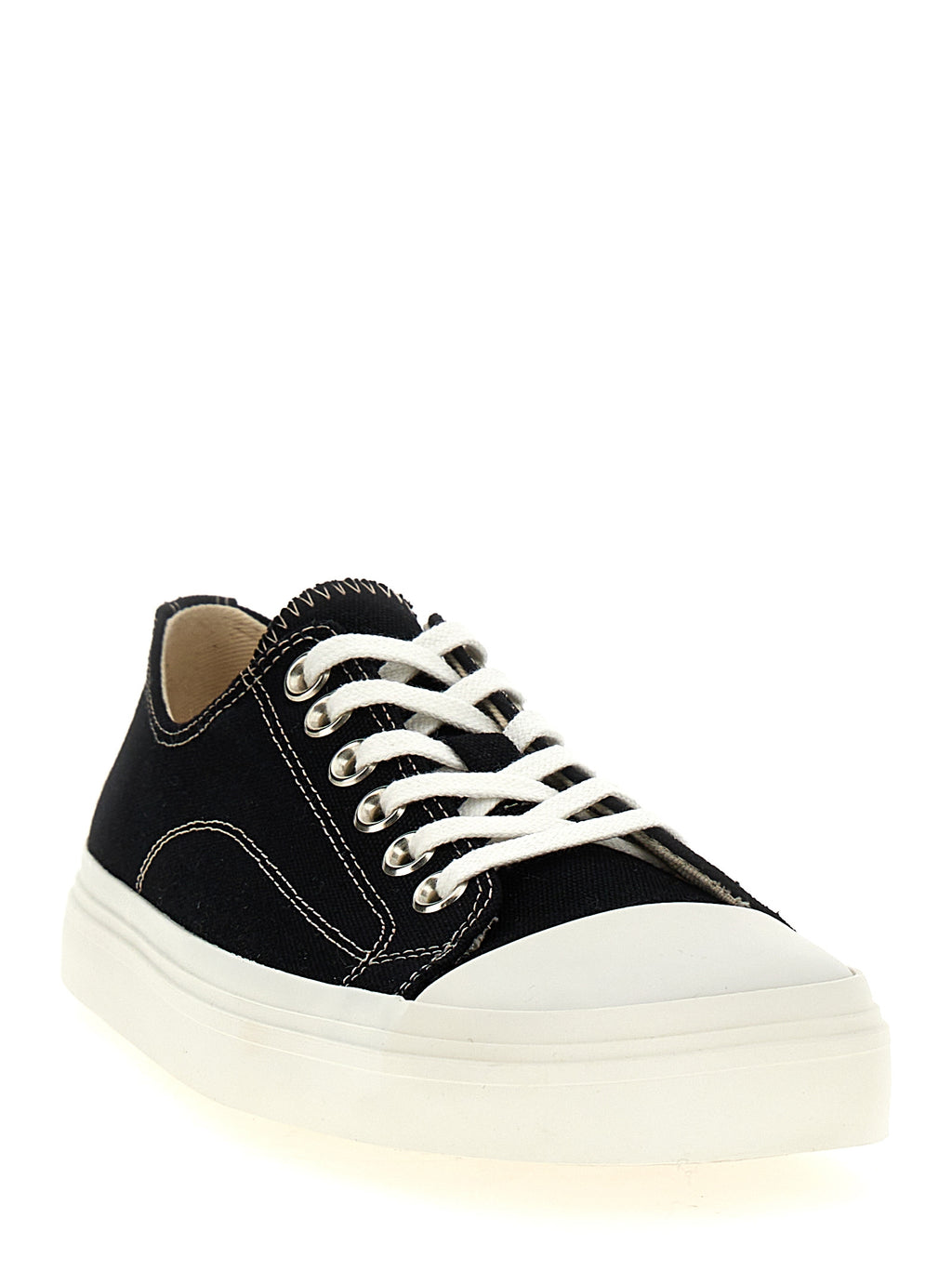 Schwarze Low-Top-Sneaker aus Baumwolle