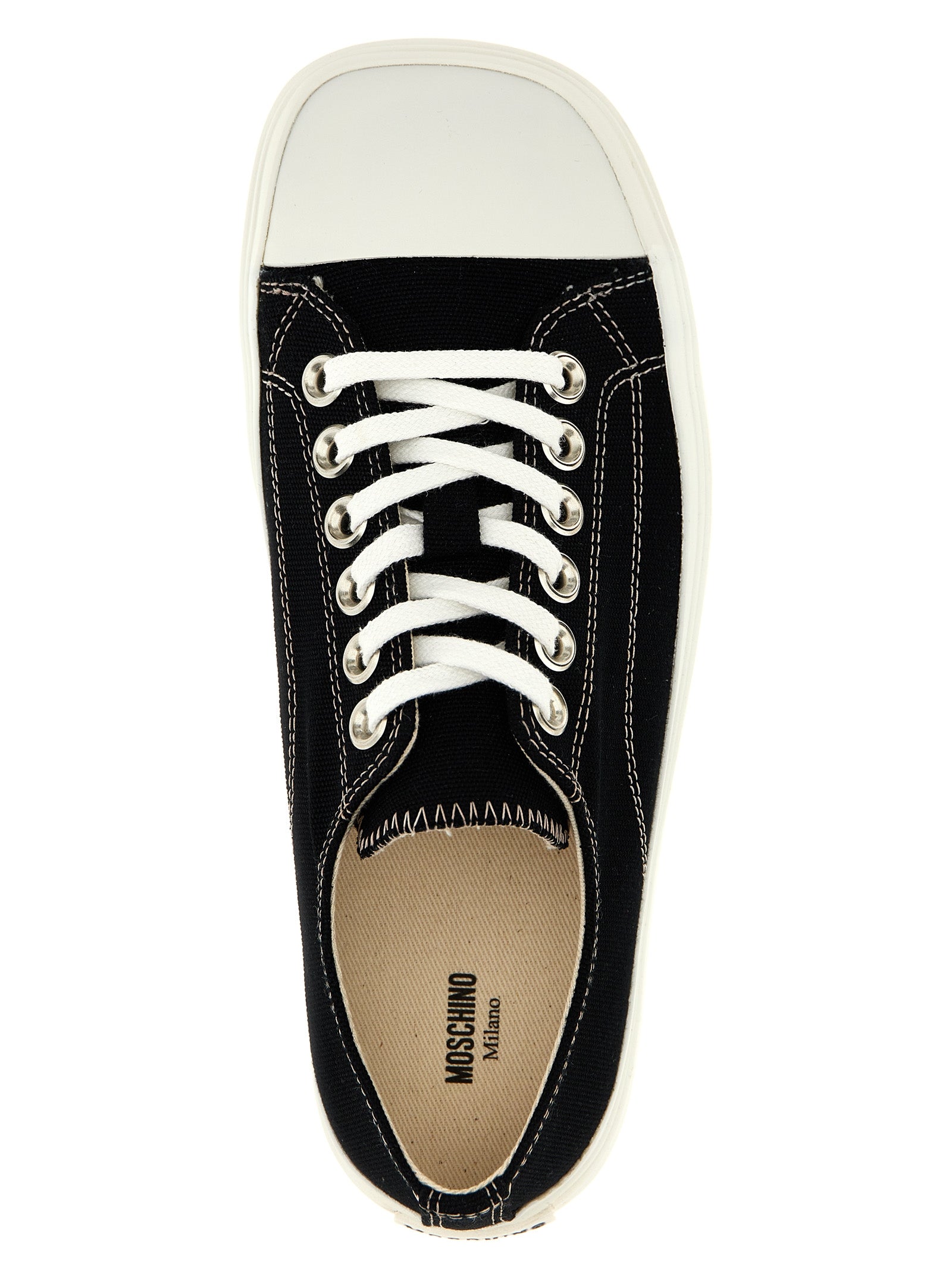 Schwarze Low-Top-Sneaker aus Baumwolle