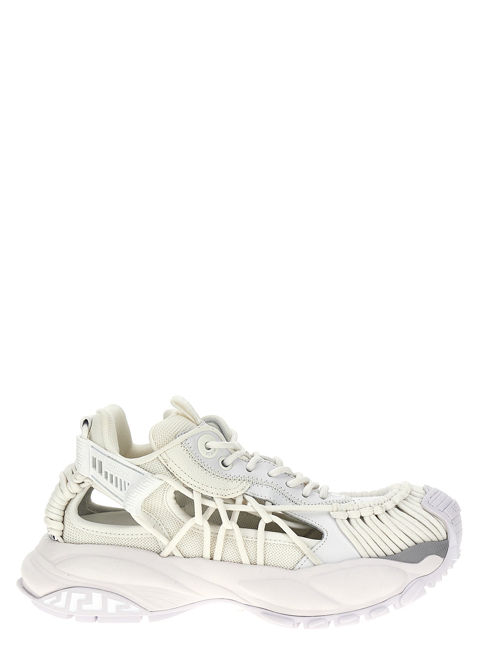 Weiße Kalbsleder-Sneaker im Athletic-Look
